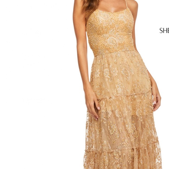 Sherri Hill A-Line lace and sequin dress style#52675